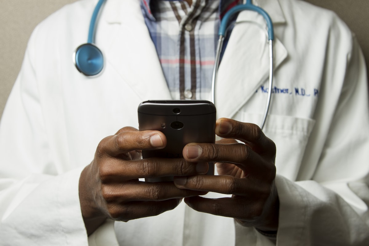 Doctor with a stethoscope and clipboard